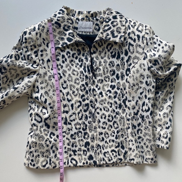 Vintage Gantos Black White Ivory Leopard Animal Print Zip Front Jacket Size 12 - Picture 5 of 7